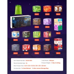 Magneettikuutiosetti sata osaa kaksikymmentä millimetriä kokoiset kuutiot mukana kangaspussi lapsille