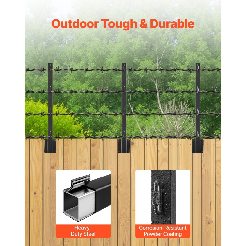 Piikkilankavarret 8 kpl 605 mm teräs jauhemaalaus aidan korotukseen