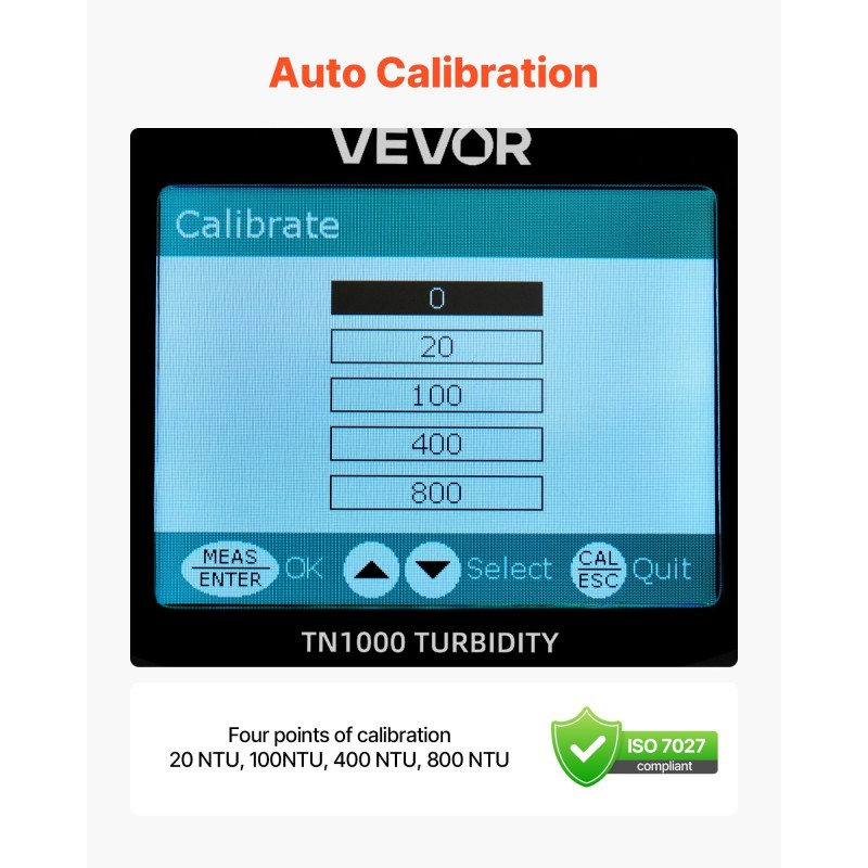 Kannettava sameusmittari mittausalue 0–1000 NTU paristokäyttö TN1000