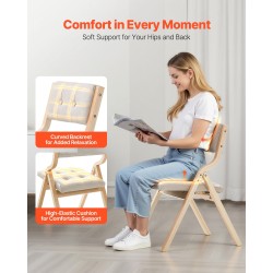 Taittotuolit puurunkoiset pehmustetut istuimet beige 4 kappaleen setti 180 kg