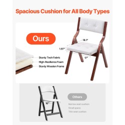 Taitettavat puutuolit pehmustetulla istuimella 2 kpl ruskea runko valkoinen verhoilu