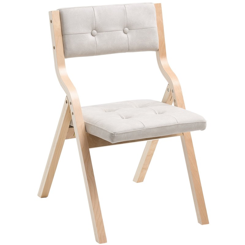 Taitettavat puurunkoiset ruokatuolit 2 kpl pehmustetut kantavuus 180 kg luonnonpuun sävy beige