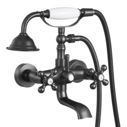 Seinään asennettava täysmessinkinen ammehana käsisuihkulla öljytty pronssipinta