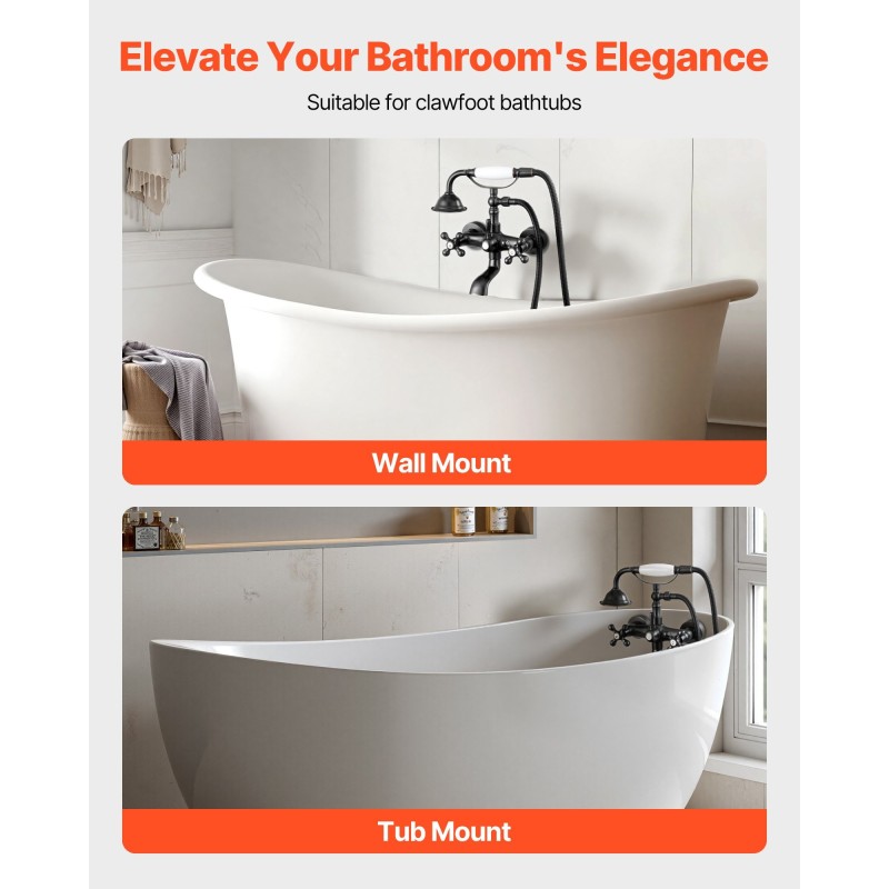 Seinään asennettava täysmessinkinen ammehana käsisuihkulla öljytty pronssipinta