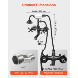 Seinään asennettava täysmessinkinen ammehana käsisuihkulla öljytty pronssipinta