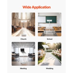 Puhujapöytä akryylinen 1100 mm korkea läpinäkyvä säädettävä pöytätaso kirjaklipsillä