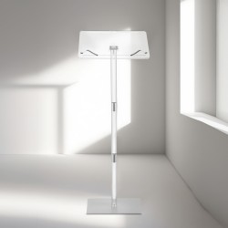 Puhujapöytä akryylinen 1100 mm korkea läpinäkyvä säädettävä pöytätaso kirjaklipsillä