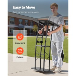 Puhujapöytä metallirunkoinen MDF lukutaso 1180 mm musta