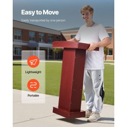 Puhujapöytä lastulevy ruskea korkeus 1040 mm tilava lukutaso alahylly