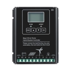 Aurinko- ja tuulivoimapaketti 12V 400W 2 x 100W monikiteisillä paneeleilla MPPT-hybridiohjaimella