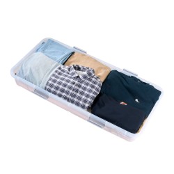 Sängynalussäilytyslaatikot 4 kpl 42 l 805 x 396 x 175 mm läpinäkyvällä kannella pyörillä