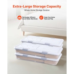 Sängynalussäilytyslaatikot 4 kpl 42 l 805 x 396 x 175 mm läpinäkyvällä kannella pyörillä