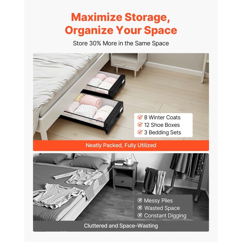 Sängynaluslaatikko matala ulkomitat 770x470x173 mm 2 kpl läpinäkyvä kansi pyörillä