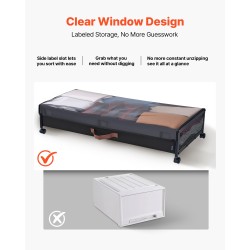 Sängynalussäilytyslaatikko 2 kpl 90,5×39,5×13 cm pyörillä läpinäkyvällä kannella