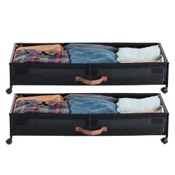 Sängynalussäilytyslaatikko 2 kpl 90,5×39,5×13 cm pyörillä läpinäkyvällä kannella