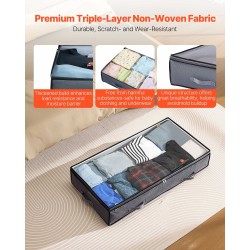 Sängynalussäilytyslaatikot 4 kappaletta 90 litraa matalaprofiili taitettava läpinäkyvällä kannella