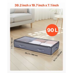 Sängynaluslaatikot 6 kpl 90 l laatikkoa kohti matala profiili läpinäkyvillä kansilla pyörillä