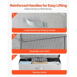 Sängynaluslaatikot 2 kpl 48 l matalaprofiiliset harmaat kannella ja taitettavat