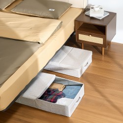 Sängynaluslaatikot 2 kpl 48 l matalaprofiiliset harmaat kannella ja taitettavat