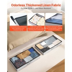 Matalat taitettavat sängynalussäilytyslaatikot 2 kpl 45 l läpinäkyvällä kannella