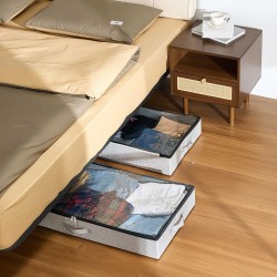 Matalat taitettavat sängynalussäilytyslaatikot 2 kpl 45 l läpinäkyvällä kannella