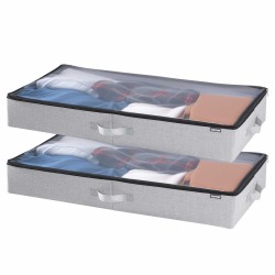 Matalat taitettavat sängynalussäilytyslaatikot 2 kpl 45 l läpinäkyvällä kannella