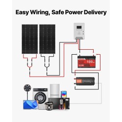 Aurinkosähköpaketti 400W 2 kpl 200W yksikideaurinkopaneelia 12.8V 100Ah LiFePO4-akulla