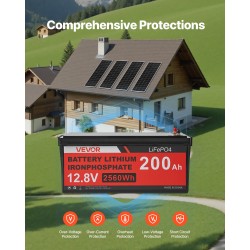 12V aurinkosähköpaketti 400W 4x100W monokidepaneelit 12.8V 200Ah LiFePO4-akku 40A MPPT-laturisäädin 2000W invertteri