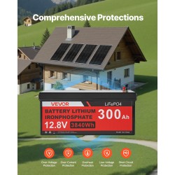 Aurinkosähköpaketti 800W 12V 4x200W yksikidepaneelit 12.8V 300Ah LiFePO4 akku 2000W invertteri