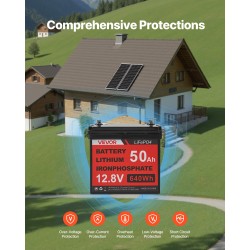 Aurinkosähköpaketti 200W 12V 2 kpl 100W monikideaurinkopaneelia 12.8V 50Ah LiFePO4-akku 800W invertteri