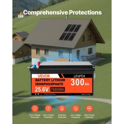 Aurinkosähköpaketti 1200W 6 kpl 200W yksikideaurinkopaneelia 25.6V 300Ah LiFePO4-akku 24V 3600W invertteri