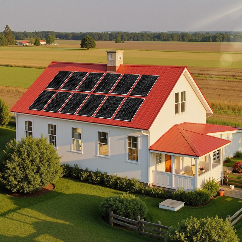 Aurinkosähköjärjestelmä 4800W 12x400W paneelia 51.2V 300Ah LiFePO4-akku 2x5000W hybridivaihtosuuntaajat