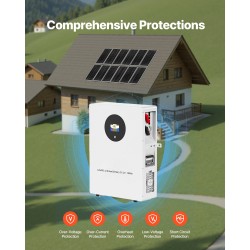 Aurinkosähköpaketti 2400W 48V 12 kpl 200W paneelia 100Ah LiFePO4-akku 48V 5000W hybridi-invertteri