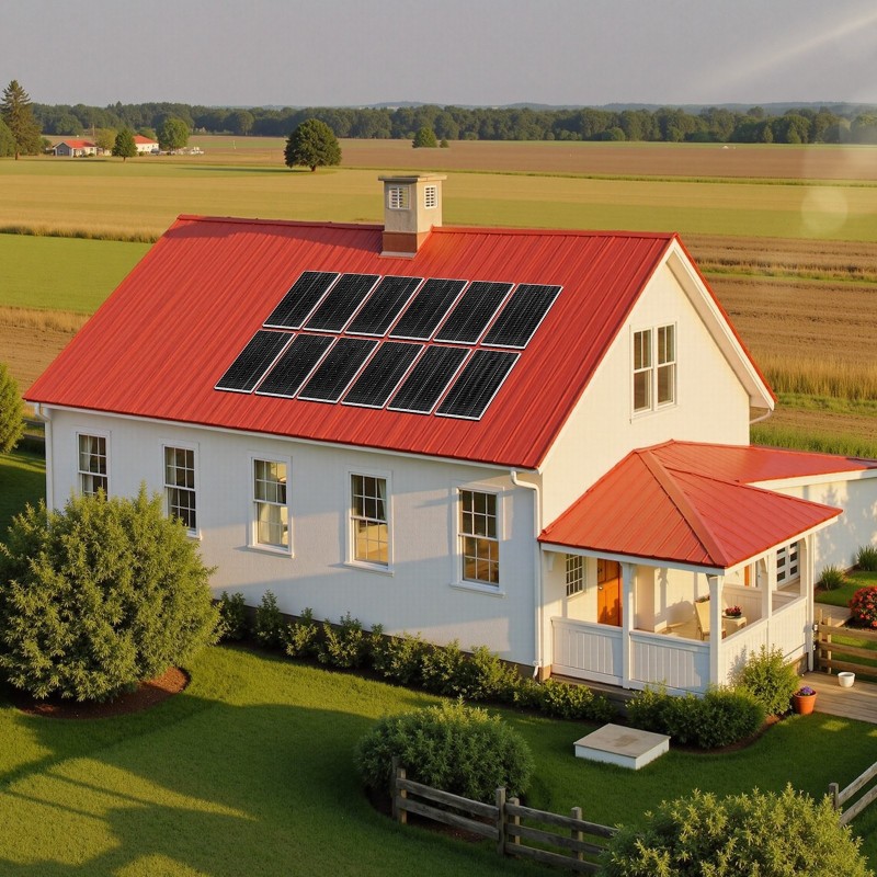 Aurinkosähköpaketti 2400W 48V 12 kpl 200W paneelia 100Ah LiFePO4-akku 48V 5000W hybridi-invertteri