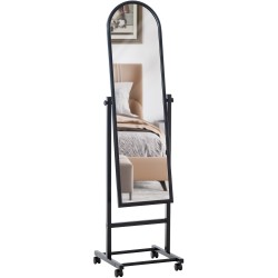 Tyylikäs seisova kokovartalon peili pyörillä ja säädettävällä kulmalla