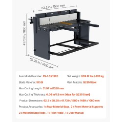 Levyleikkuri jalkakäyttöinen alumiinille ja teräkselle 1320 mm 1,5 mm