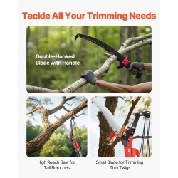 Teleskooppinen oksasaha lasikuituvarsi 8 m 65Mn-teräs oksien karsintaan