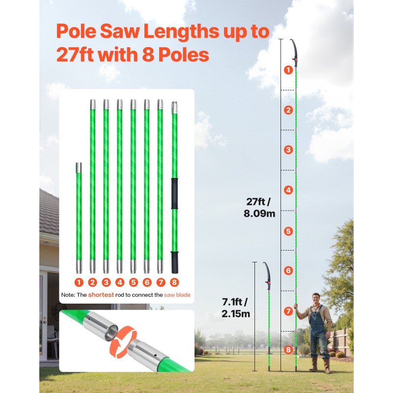Oksasaha teleskooppivarrella lasikuituvarsi 118–809 cm 65Mn-teräs kaksoiskoukku