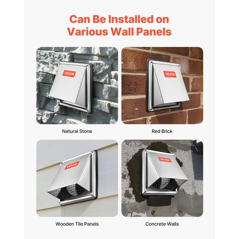 Seinäventtiilin suojus SUS304 ruostumaton teräs neliö 162x162x121 mm 1 kpl