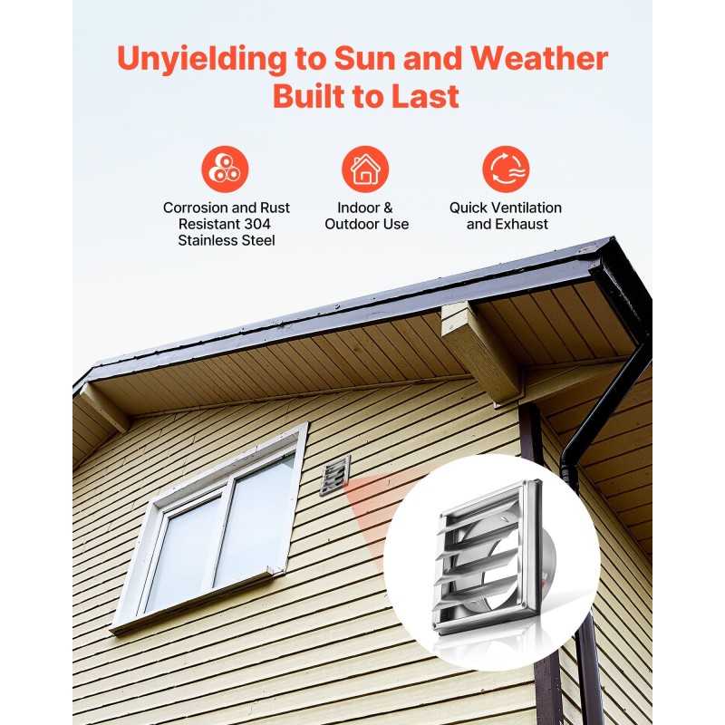Seinäasennettava ilmanvaihtoritilä 145 mm SUS304 ruostumaton teräs kumitiivisteellä