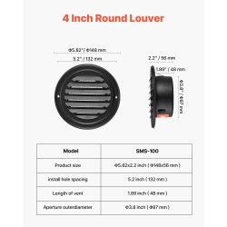 Seinäventtiilin ritiläsuojus ruostumatonta terästä 97 mm musta 2 kpl