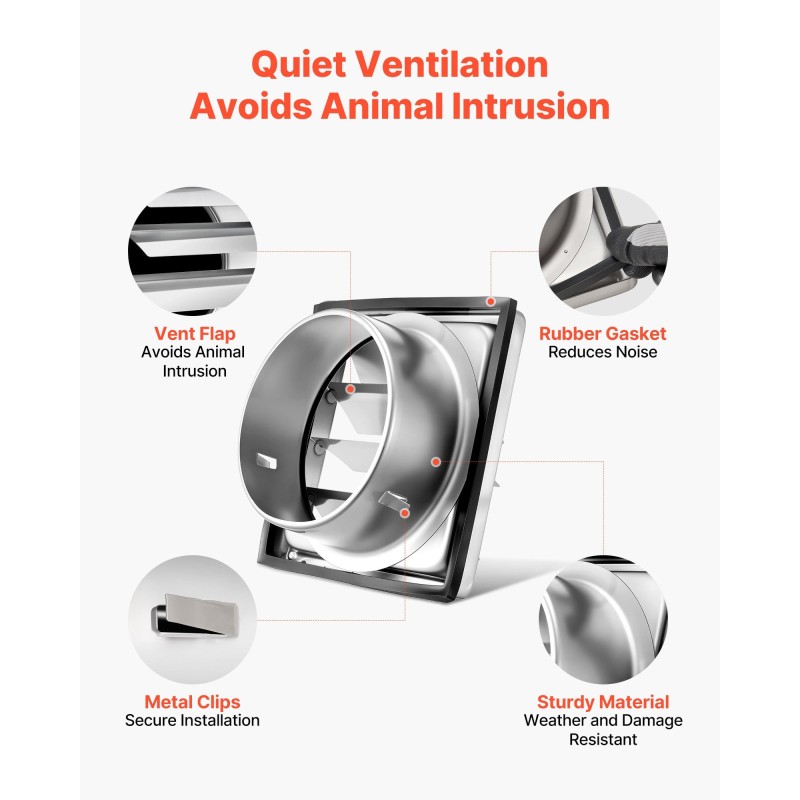 Seinäasenteinen ilmanvaihtoritilä ruostumaton teräs 97 mm aukko 161x161 mm kumitiiviste