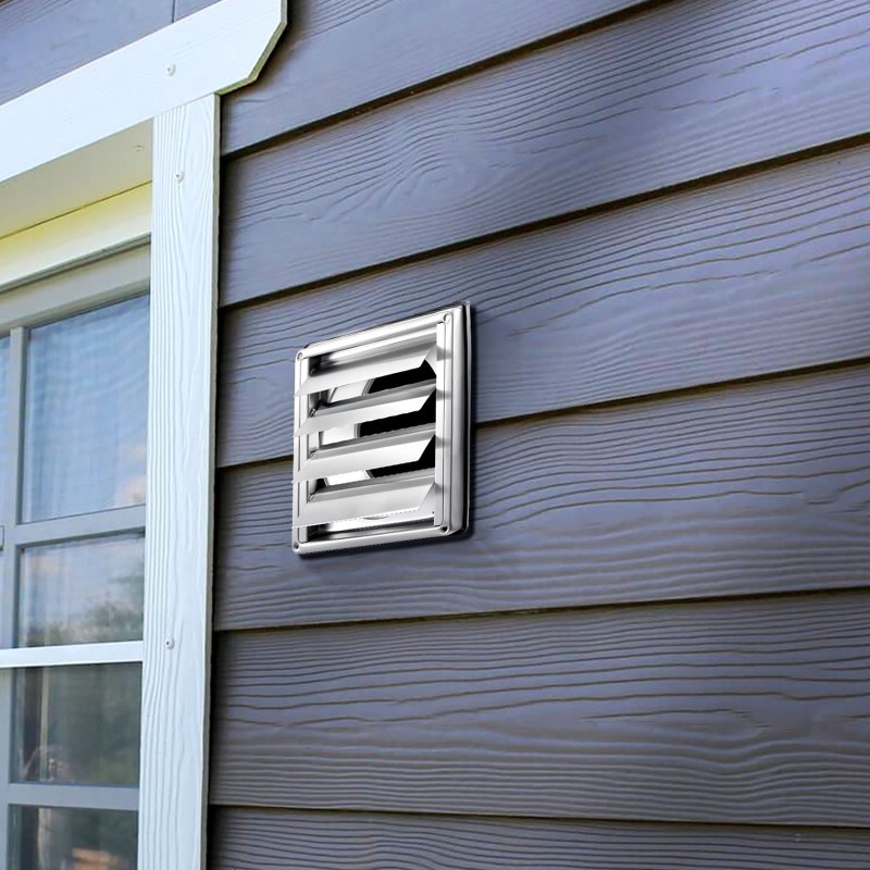 Seinäasenteinen ilmanvaihtoritilä ruostumaton teräs 97 mm aukko 161x161 mm kumitiiviste