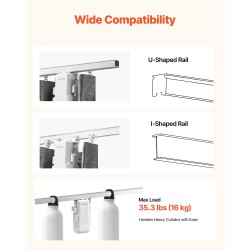 Sähköinen älyverhonavaaja ABS-kuori U- ja I-kiskoille 16 kg mobiiliohjauksella