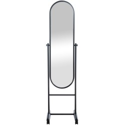 Soikea metallirunkoinen peili pyörillä, eri värejä