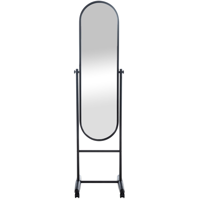 Soikea metallirunkoinen peili pyörillä, eri värejä