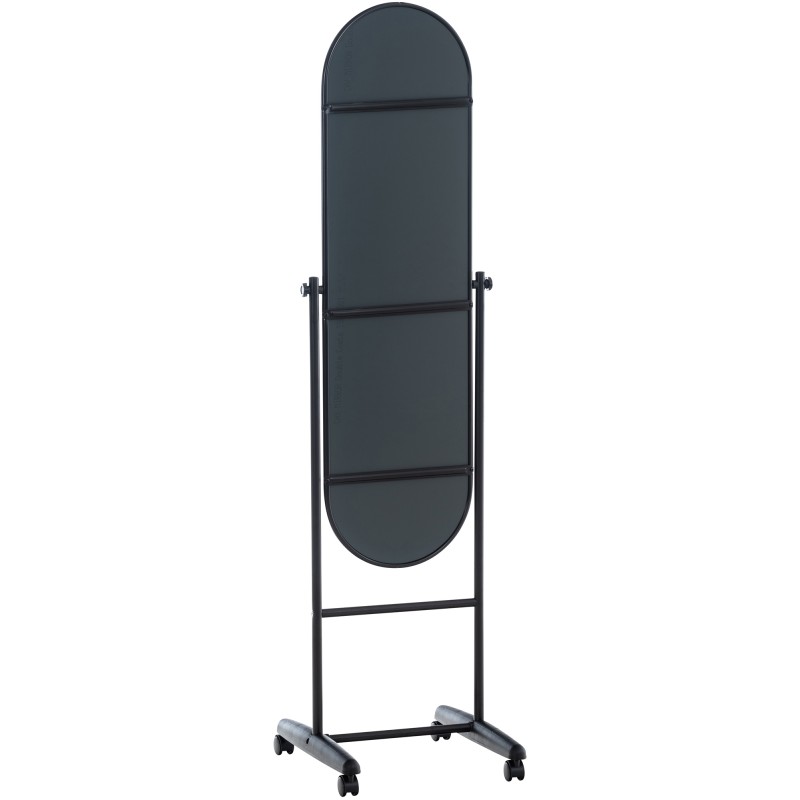 Soikea metallirunkoinen peili pyörillä, eri värejä