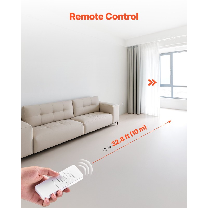Automaattinen verhojen avaaja ABS-muovi Roman-verhotangoille 8–40 mm sovellus ja kauko-ohjaus hubilla