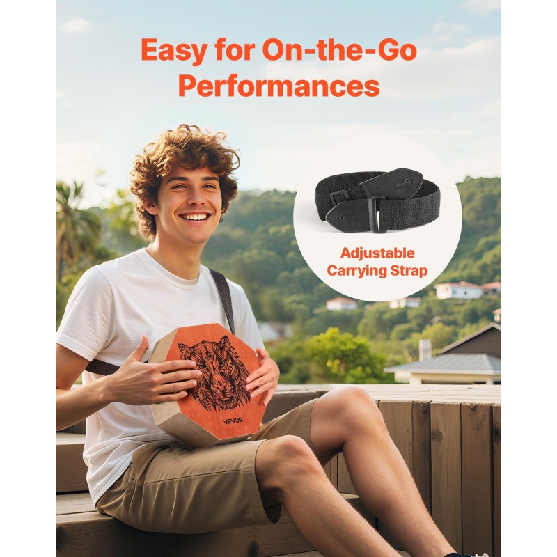 Cajon-laatikkorumpu koivupuu etulevy mahonki-poppeli runko sisäisillä virvelikielillä säädettävä olkahihna kompaktikoko