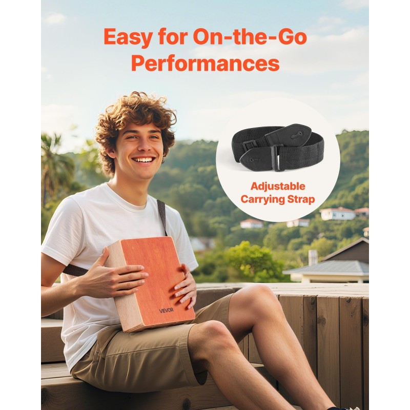 Cajon-laatikorumpu koivupaneeli mahonki-poppeli runko rätinäkielet kantolaukulla